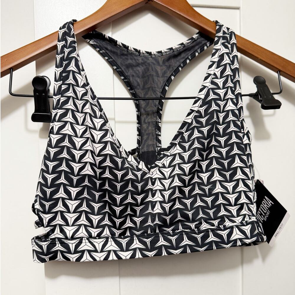 Victoria Sport Women’s‎ Small Black White Geometric Print Racerback Sports Bra